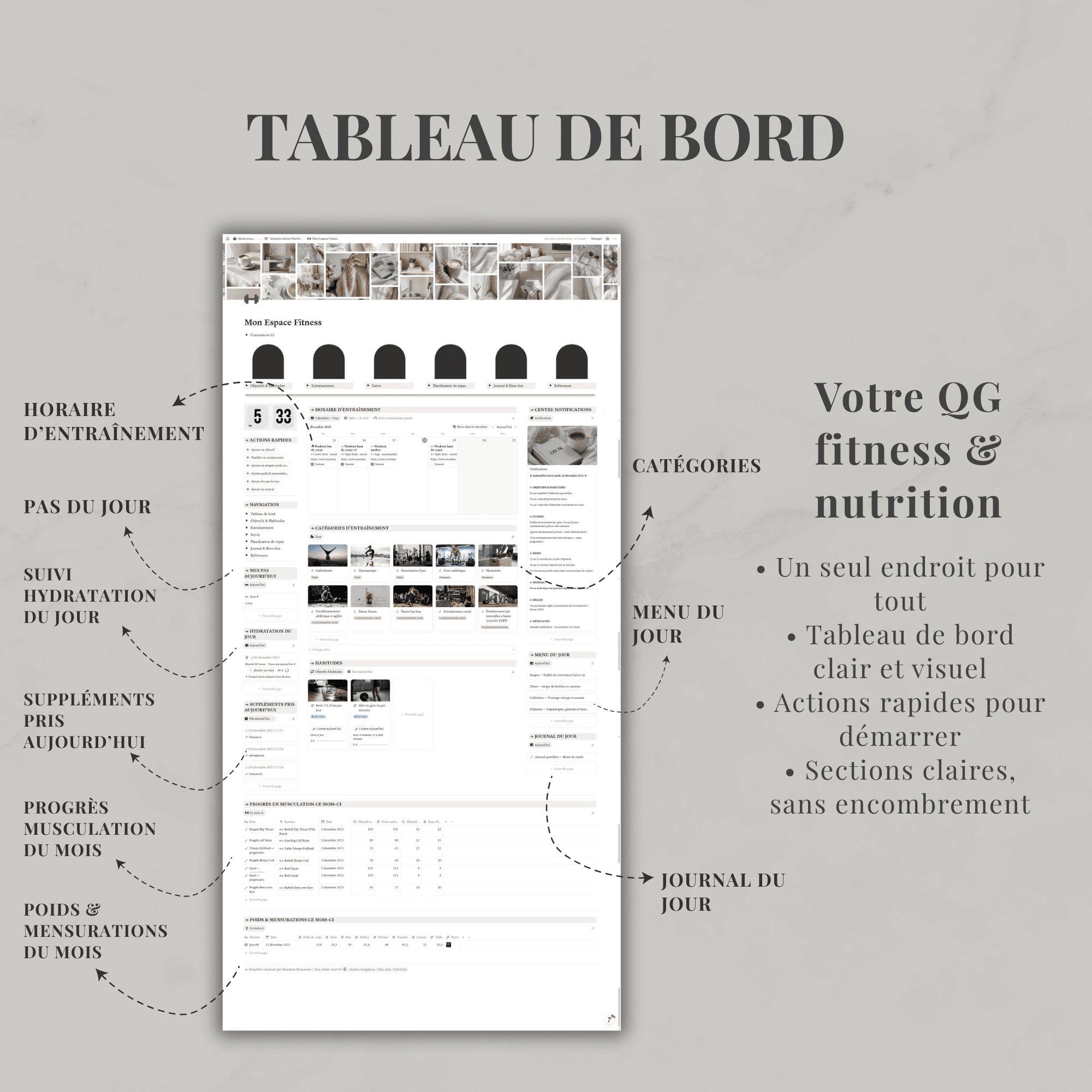 Template Notion — Planificateur Fitness – Image 3